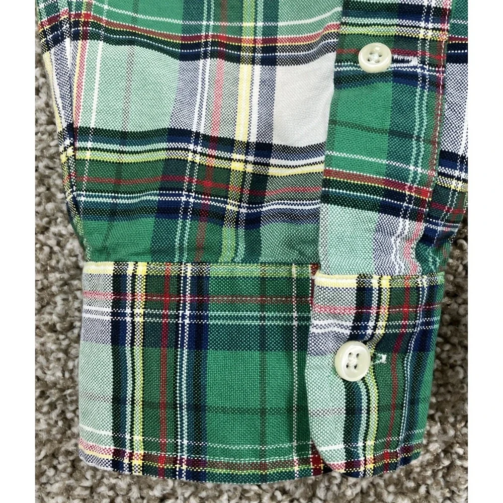 Polo Ralph Lauren 100% Cotton Green Plaid Button Down Shirt Men's XL‎